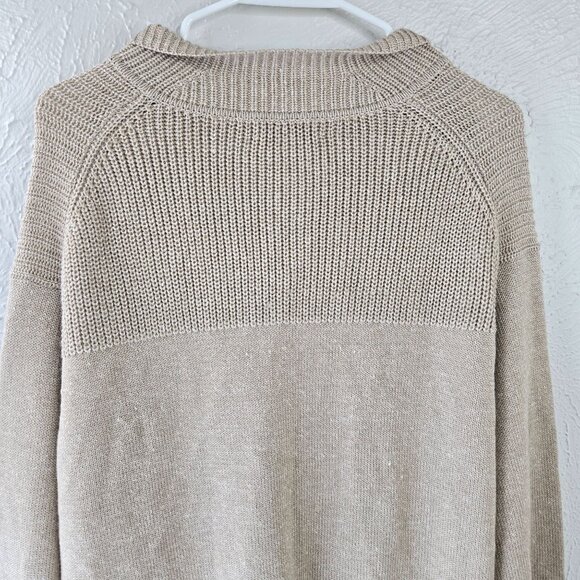 Peter Millar Cardigan Large Tan Knit Merino Wool Linen Preppy Button Up Sweater - Picture 7 of 14